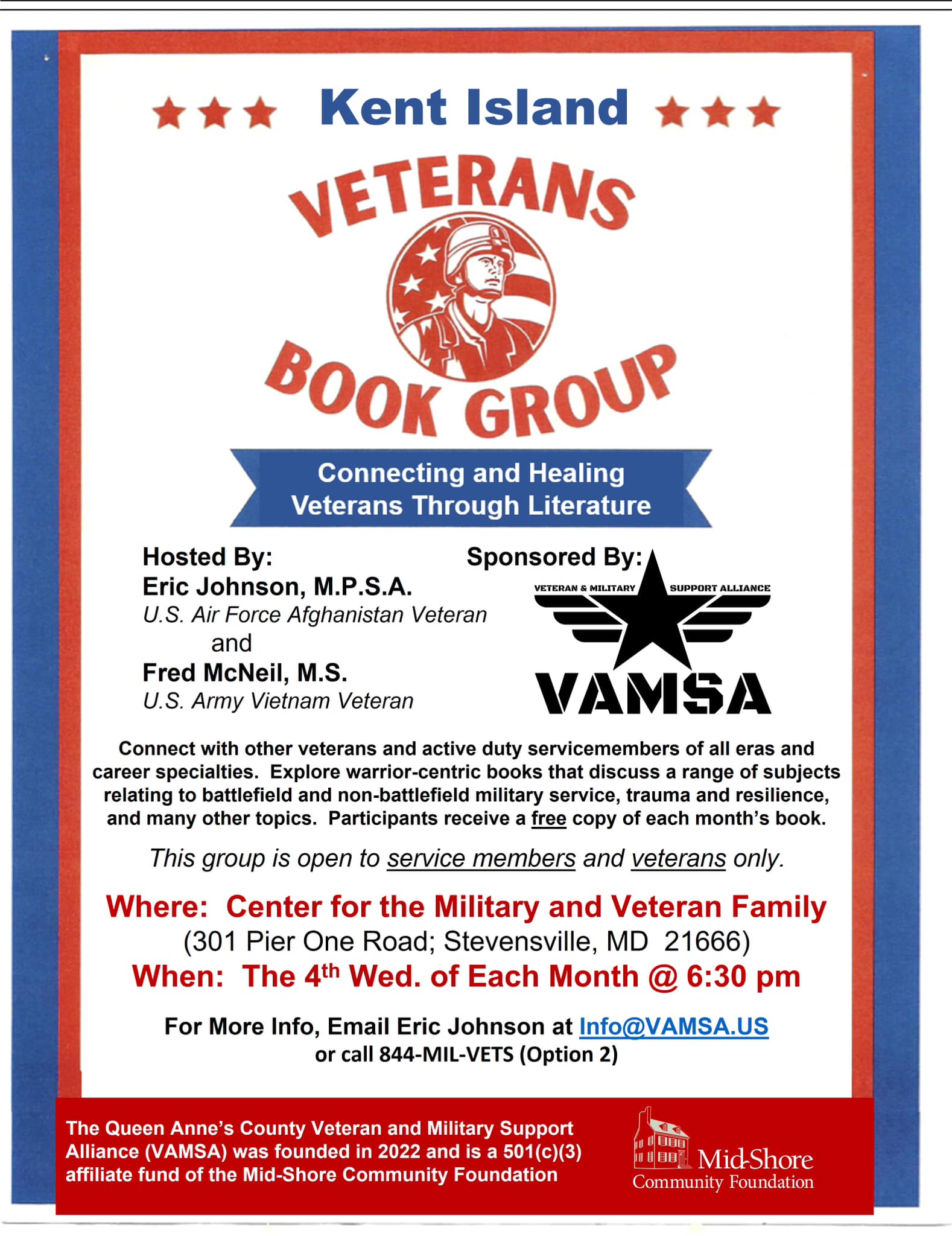 Kent Island Veterans Book Group Flyer